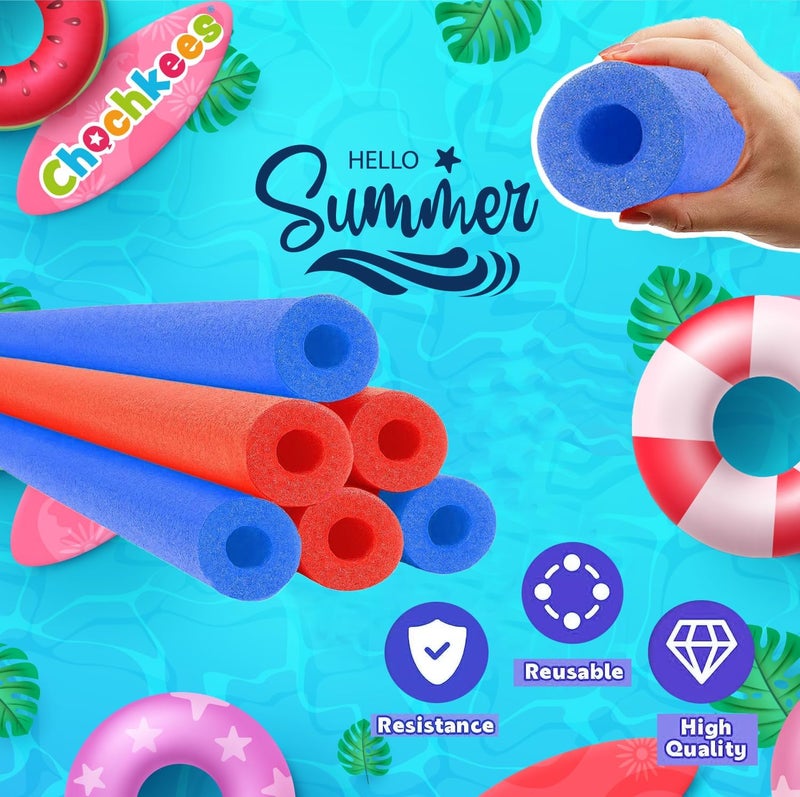 Chochkees Blue Red Variety Pool Noodles Swimming Hollow Core Foam Tube, Floating Thick Noodles for Floating, Pool Accessories, 52" - Image 2